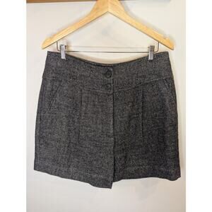 WRAP LONDON Women's Gray Tweed Shorts Size 12 NWT Linen Wool Silk Luxury UK